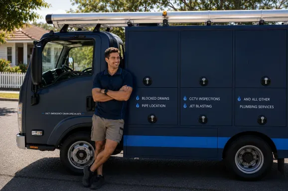 Licensed Richmond plumber at the van